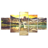 5 Pieces Spring Mountain Lake Temple Wall Art Picture Home Decoration Canvas Print Painting