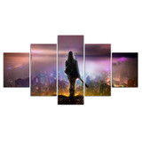 5 Piece Canvas Painting Guitar Music Girl Back View Picture Wall Art Home Decoration