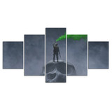 5 Piece Canvas Painting Soldier On Skull Green Signal Flare Wall Art Home Decoration Living Room HD