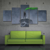 5 Piece Canvas Painting Soldier On Skull Green Signal Flare Wall Art Home Decoration Living Room HD
