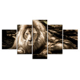 5 Piece Canvas Painting Beautiful Lion Animal King HD Print Pictures Wall Art Home Decoration