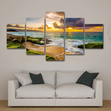 5 Piece Canvas Painting Beach Seascape Sunset Clouds Scenery Wall Art