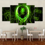5 Pieces Canvas Art Painting Green Alienware Posters And Print Painting On Canvas Wall Art Decor