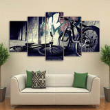 Canvas Paintings Printed 5 Pieces Bike Graffit Street Wall Art Canvas Pictures Living Room Bedroom