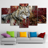 Canvas Paintings Printed 5 Pieces Flower Forest Nature Wolves Wall Art Canvas Pictures Living Room