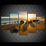HD Printed 5 Piece Canvas Art Paintings Beach Sunset Sea Stones Room Decor Canvas Wall Art Posters