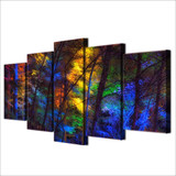HD Printed 5 Piece Canvas Art Colorful Forest Tree Poster Paintings Living Room Decor Wall