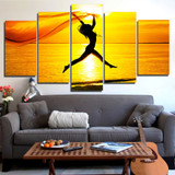 HD Printed 5 Piece Canvas Art Mood Girl Jump Wall Pictures Living Room Modern Painting
