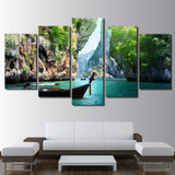 HD Printed 5 Piece Canvas Art Nature Canyon Landscape Painting Wall Pictures Living Room Boat Poster