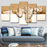 5 Panel Canvas Wall Art Sleeping Angel Painting Pictures For Living Room Posters Home