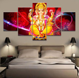 Pictures 5 Panels Ganesha Lord India Lord God Poster Wall Art Modular Paintings Wall Pictures Living Room