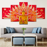 Modular Poster HD Prints Buddha Buddhism Religion 5 Pieces Canvas Paintings Wall Art Pictures