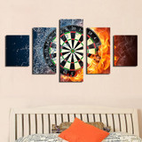 Wall Picture Fire Ice Darts Gamble Canvas Painting Wall Art Print 5 Panel Painting Pictures Print
