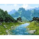 Picture by Numbers on Canvas Mountain and River Scenery Coloring Kit Painting by Numbers With Acrylic Posters