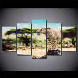 Modern Canvas HD Wall Art Poster 5 Panel Animal Wild Cheetah Print Painting Modular Pictures