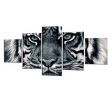 Wall Art Painting HD Printed Poster 5 Panel Animal Tiger Cuadros Modular Canvas Pictures