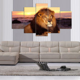 Canvas Wall Art Print Pictures Modern 5 Panel Animal Lion HD Painting Modular Cuadros Poster