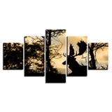 Modern Canvas Picture HD Print Wall Art 5 Pieces Animal Deer Woods Sunset Landscape Painting Poster