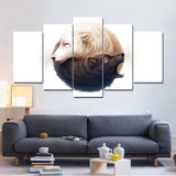 Yin and Yang Wolves by JoJoesArt HD Print 5 Piece Canvas Art Black and White Wolves Wall Art