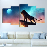 Free Like a Bird JoJoesArt HD Print 5 Piece Canvas Lion on The Cliff Wall Art Picture