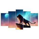 Free Like a Bird JoJoesArt HD Print 5 Piece Canvas Lion on The Cliff Wall Art Picture