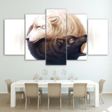 Yin and Yang Wolves by JoJoesArt HD Print 5 Piece Canvas Art 2 Wolves Wolf Painting Picture Room Wall Art