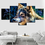 Modular Canvas Pictures 5 Panel Animal Gray Dog HD Printed Modern Painting Wall Art