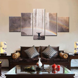 HD Printed Canvas Modular Wall Art Pictures 5 Panels Rainbow Waterfall Scenery Painting Living Room