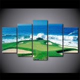 HD Prints Canvas Painting Wall Art 5 Pieces Golf Courses Pictures Modular Seascape Poster