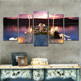 Modular Canvas HD Prints Paintings 5 Pieces Sea At Dusk Posters Wall Art Pictures