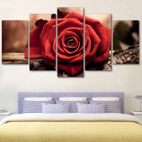 Modular Canvas Pictures HD Printed Wall Art 5 Panels Red Rose Flower Painting Living Room Modern