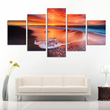 Pictures Wall Art HD Print 5 Pieces Beach Sunset Seascape Canvas Modular Painting Fashion