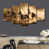 Home Decoration Painting On Canvas Modern 5 Panel Animal Horse Wall Art HD Printed Pictures