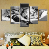 Modern  Wall Art Poster Pictures 5 Panel Cat Living Room Canvas HD Print Painting Modular