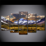 Painting Canvas Wall Art Picture 5 Pieces Sky Ice Mountain Grassland Natural Landscape