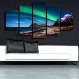 Modern Canvas Picture HD Printed Wall Art 5 Pieces Aurora Sand Beach Coast Night Scene Living Room