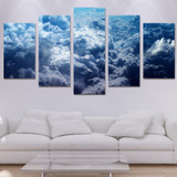 Printed Art Canvas Painting Decor Pictures 5 Pieces Blue Sky Clouds Landscape Restaurant Modern Wall