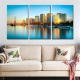 3 Panels Paris Harbor Seine River Landscape Buildings Canvas Wall Art Painting