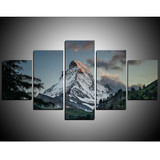 HD Printed Modular Paintings 5 Panel Mountain Forest Landscape Tableau Wall Art Modern Pictures Canvas