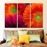 Modern Wall Art Painting Red Flower Oil Picture Print on Canvas Modular Painting  3 Pieces