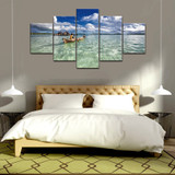 Wall Art Canvas Cuadros Painting 5 Panel Boat Seascape Modern HD Printed Pictures