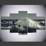 Canvas Modern Wall Art 5 Panel Surfing  Living Room HD Print Painting Pictures Modular