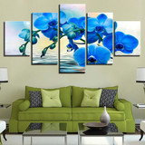 HD Printed Canvas Pictures 5 Panel Blue Flowes Wall Art Painting Modular