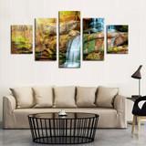 Canvas Wall Art Painting HD Poster Printed  5 Panel Waterfall Landscape Modular Pictures