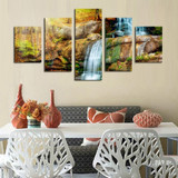 Canvas Wall Art Painting HD Poster Printed  5 Panel Waterfall Landscape Modular Pictures