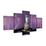 Wall Painting Modular Art Canvas Pictures  5 Panel Lightning Statue Of Liberty