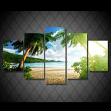 Canvas Wall HD Printed Painting Art Modular 5 Panel Coconut Trees  Modern Pictures