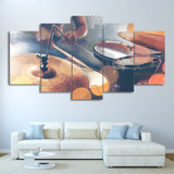 Pictures On Canvas 5 Pieces Vintage Drums Painting HD Printed Music Poster Wall Art Modular