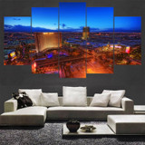 HD Printed Canvas Painting Wall Art Poster 5 Panel Las Vegas Night View Landscape Modular Pictures