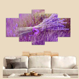 Wall Artwork Modern Canvas HD Prints 5 Pieces Purple Lavender Bouquet Landscape Paintings Modular Pictures